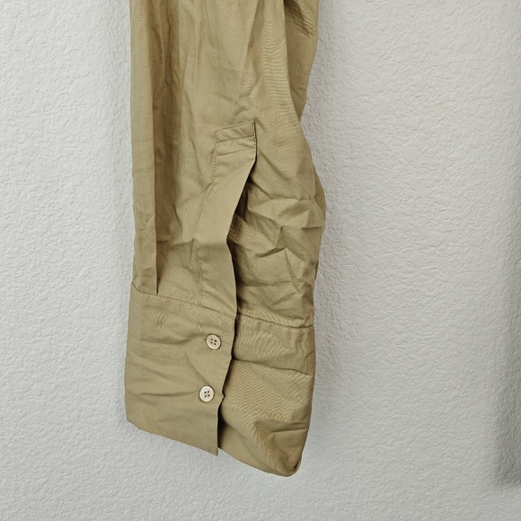 Ronny Kobo Palmer Cotton Poplin Long Sleeve Bare Midriff Tie-Back Tan Top Medium - Picture 13 of 15